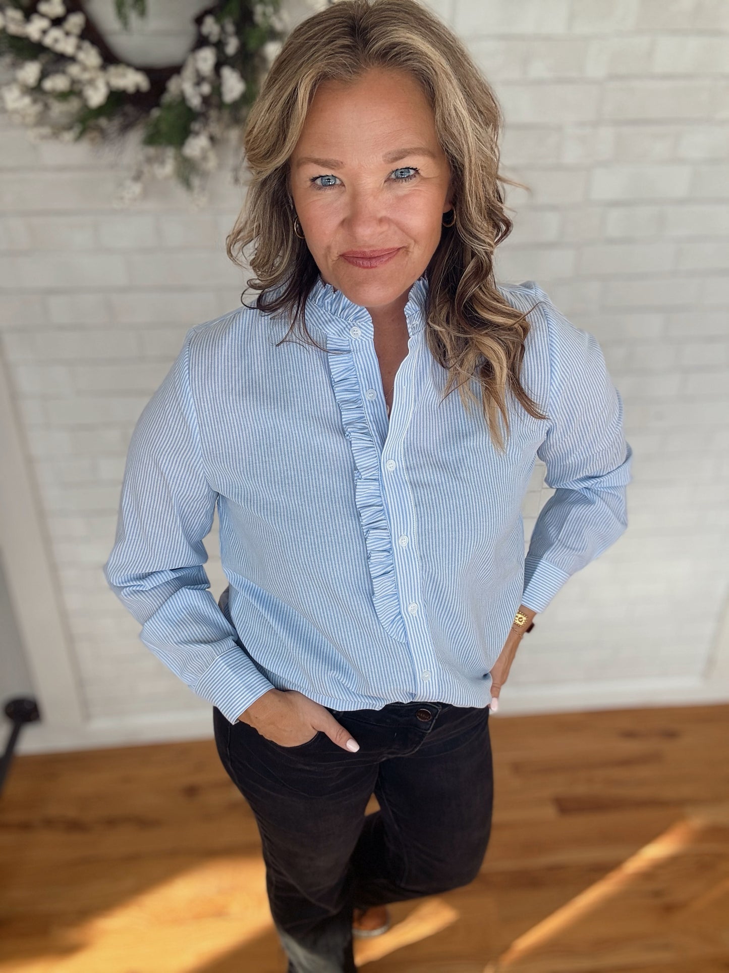 Faye Frill Top - Blue