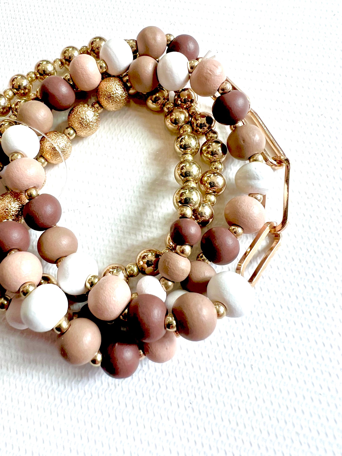 Wood and Gold Chain Bracelet