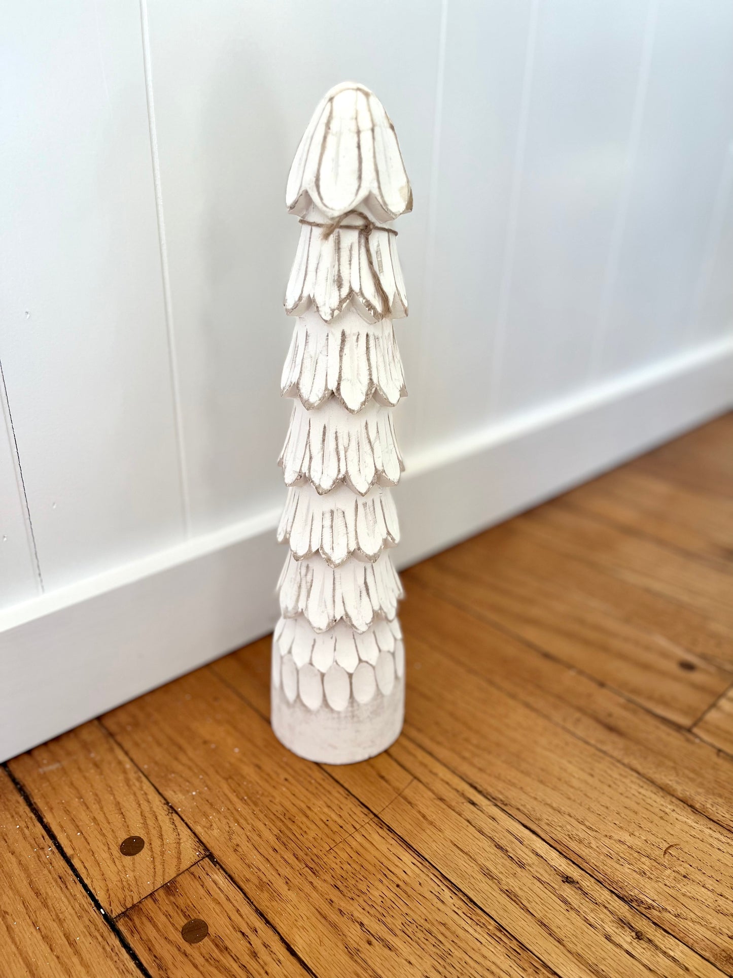 MED White Carved Wood Tree