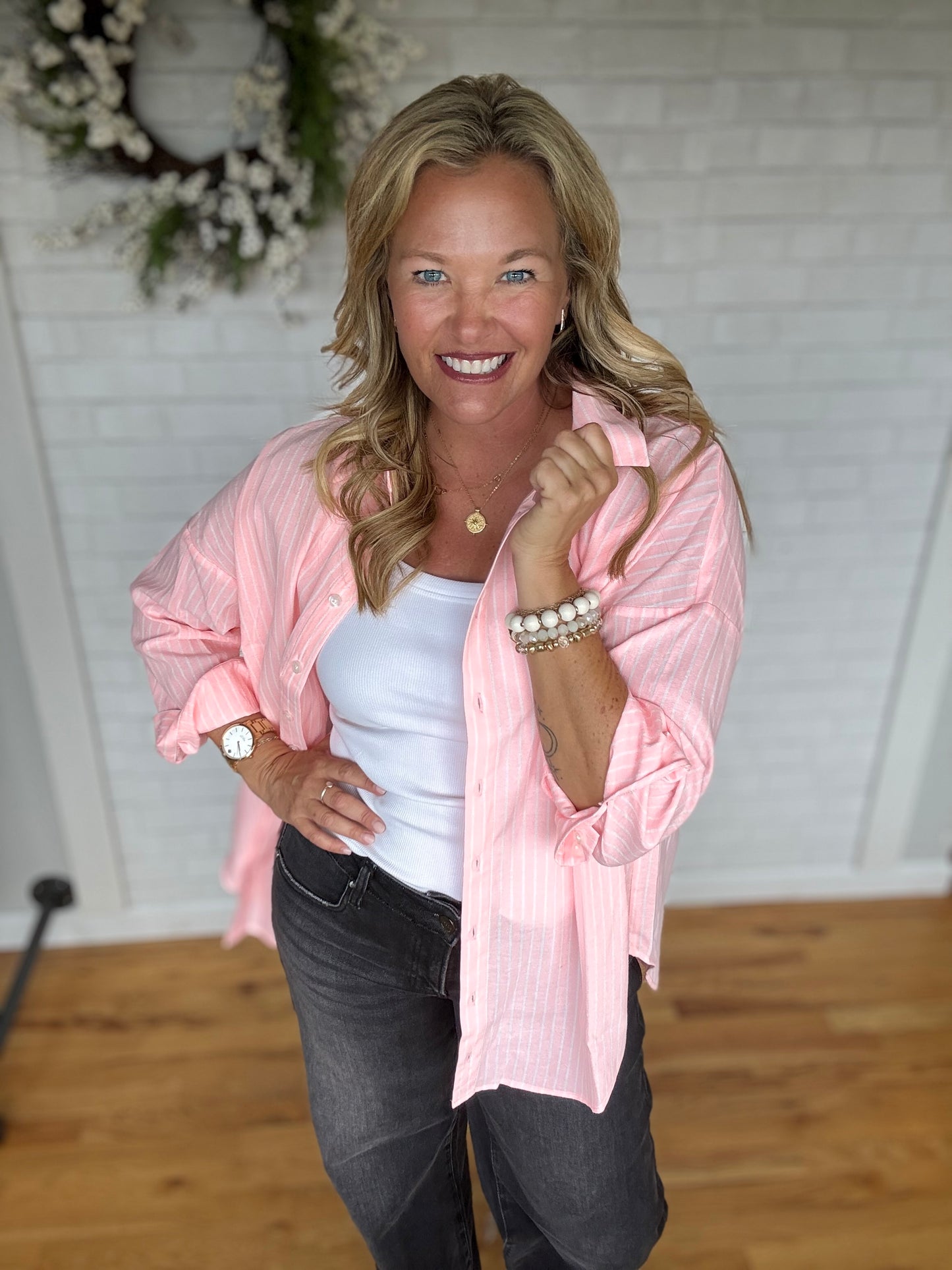 Hidden Cove Stripe Shirt -Pink