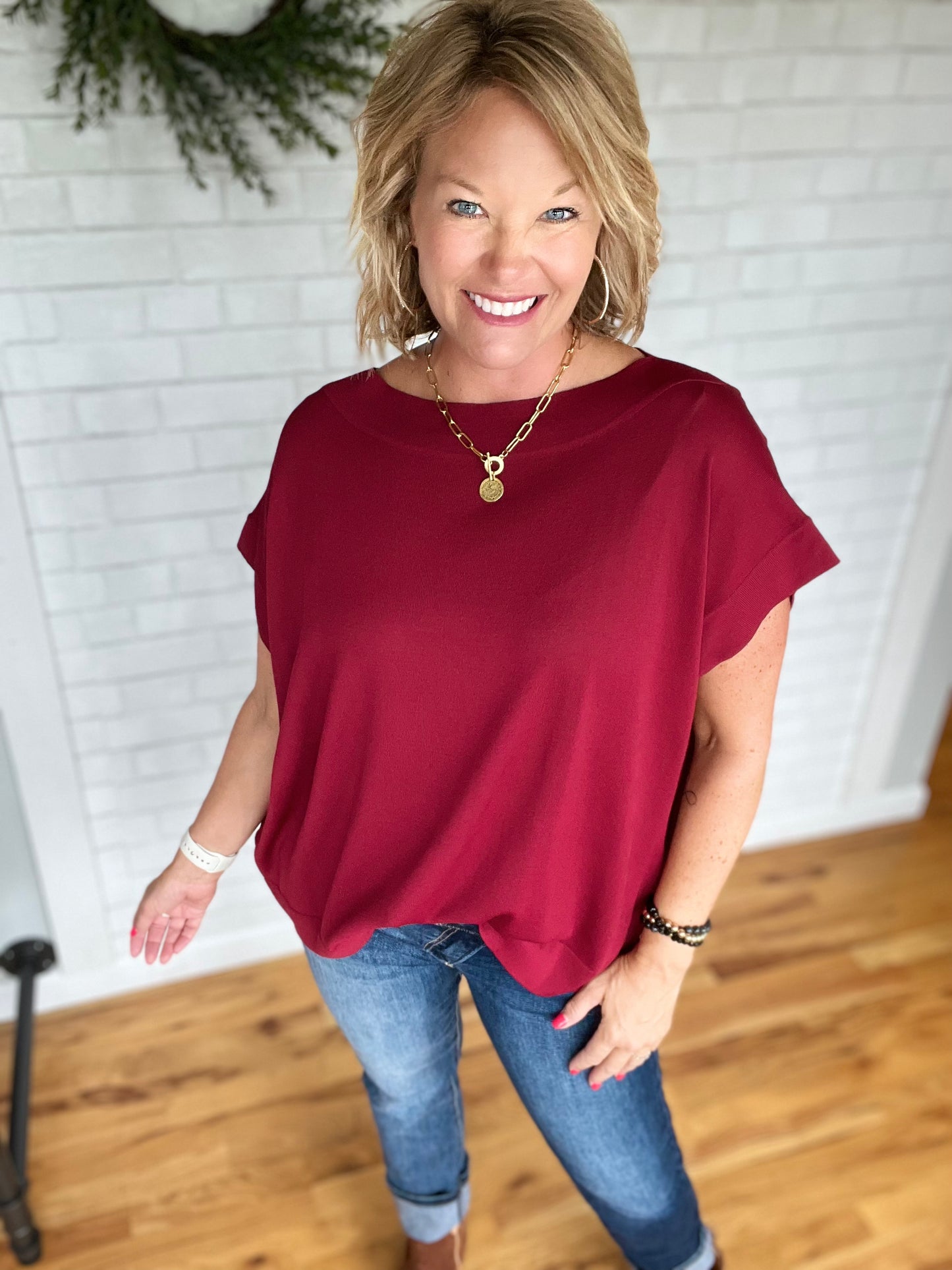 Addie Top- Burgundy