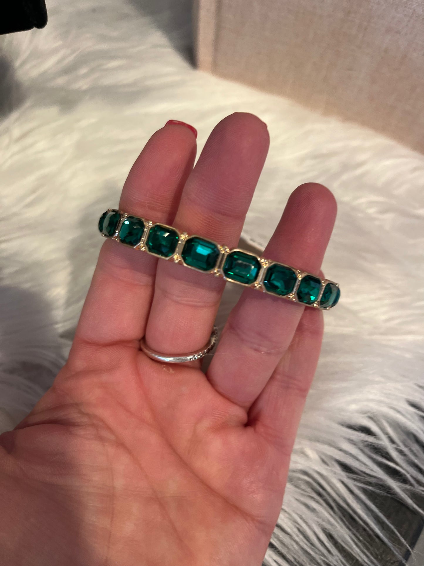 Rectangle Stone and Gold Bangle