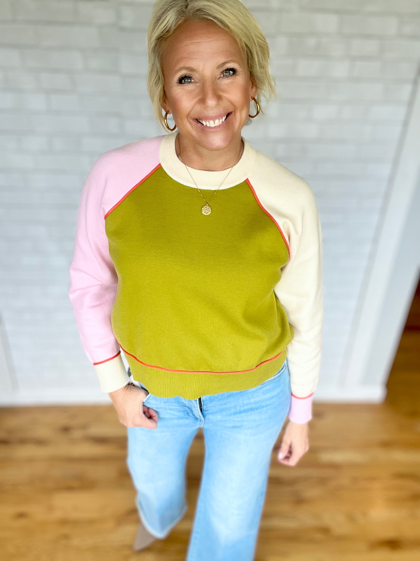 Raglan Color block - Green/Pink