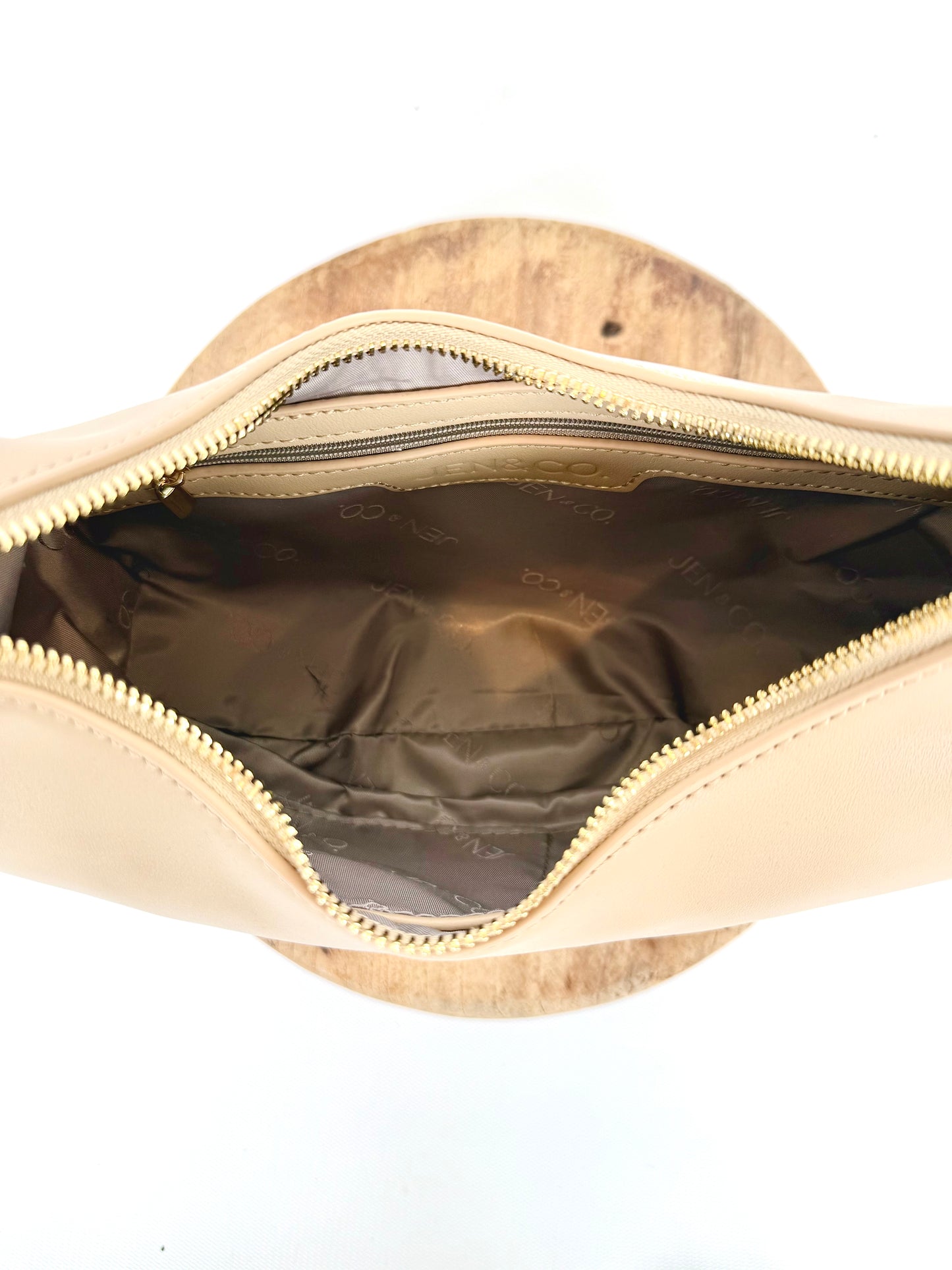 Aria Whipstitch Crescent Shoulder Bag