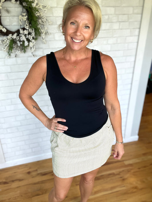 Striped Smocked Skirt