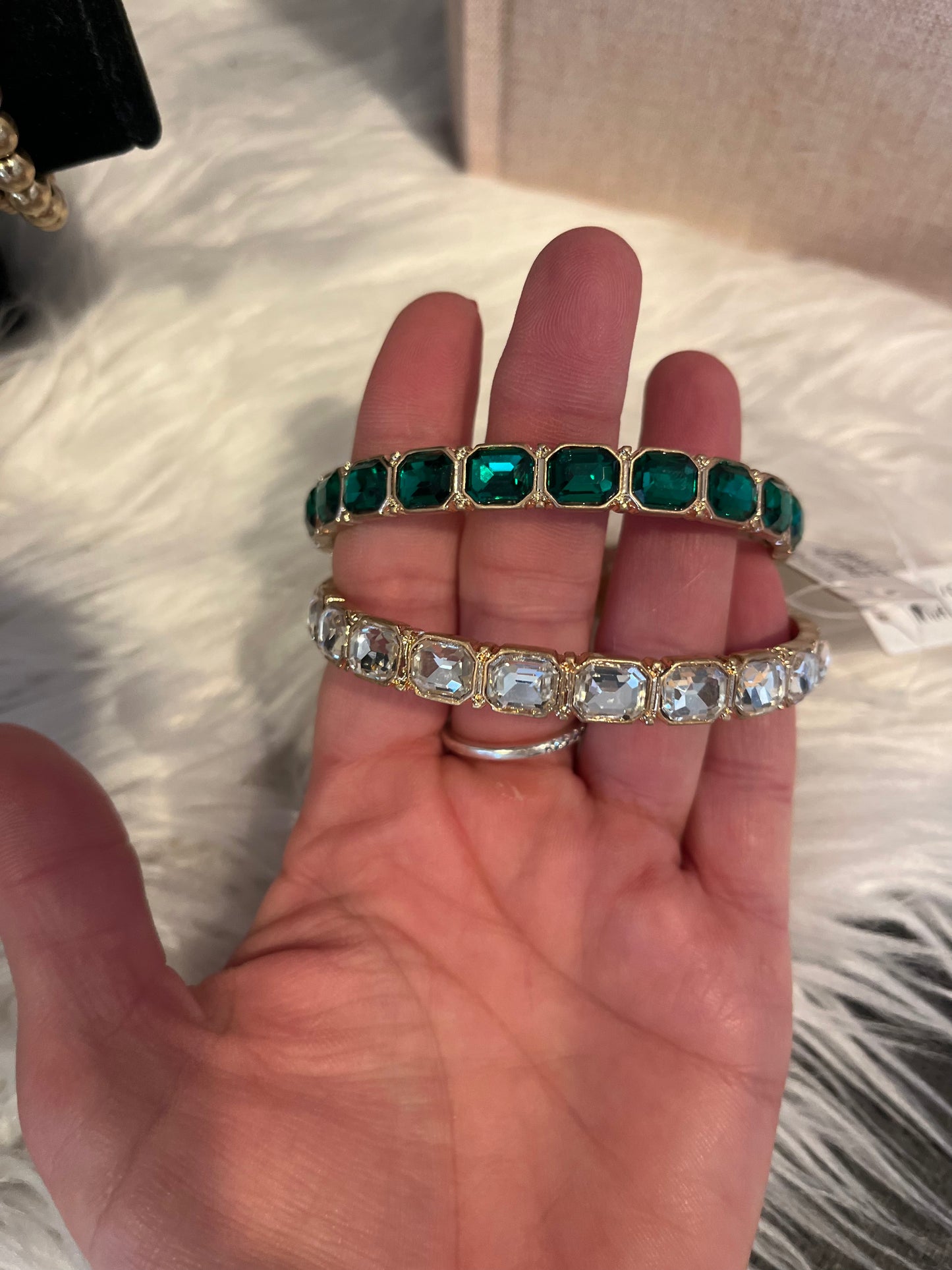 Rectangle Stone and Gold Bangle