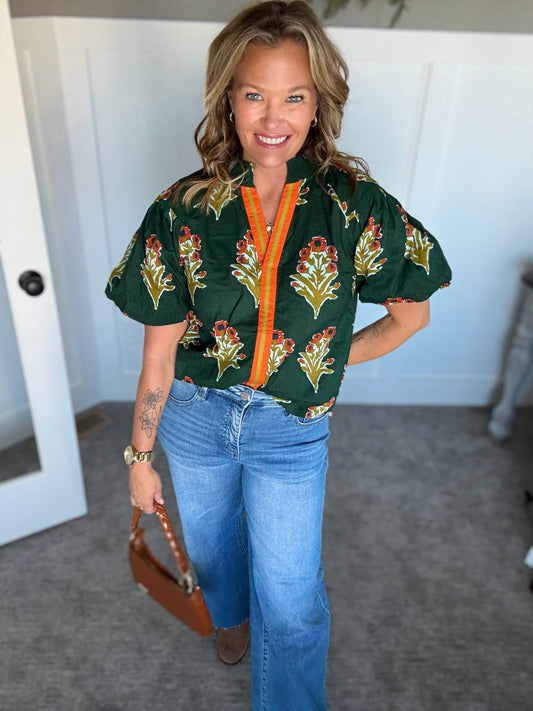 Floral Puff Sleeve Top