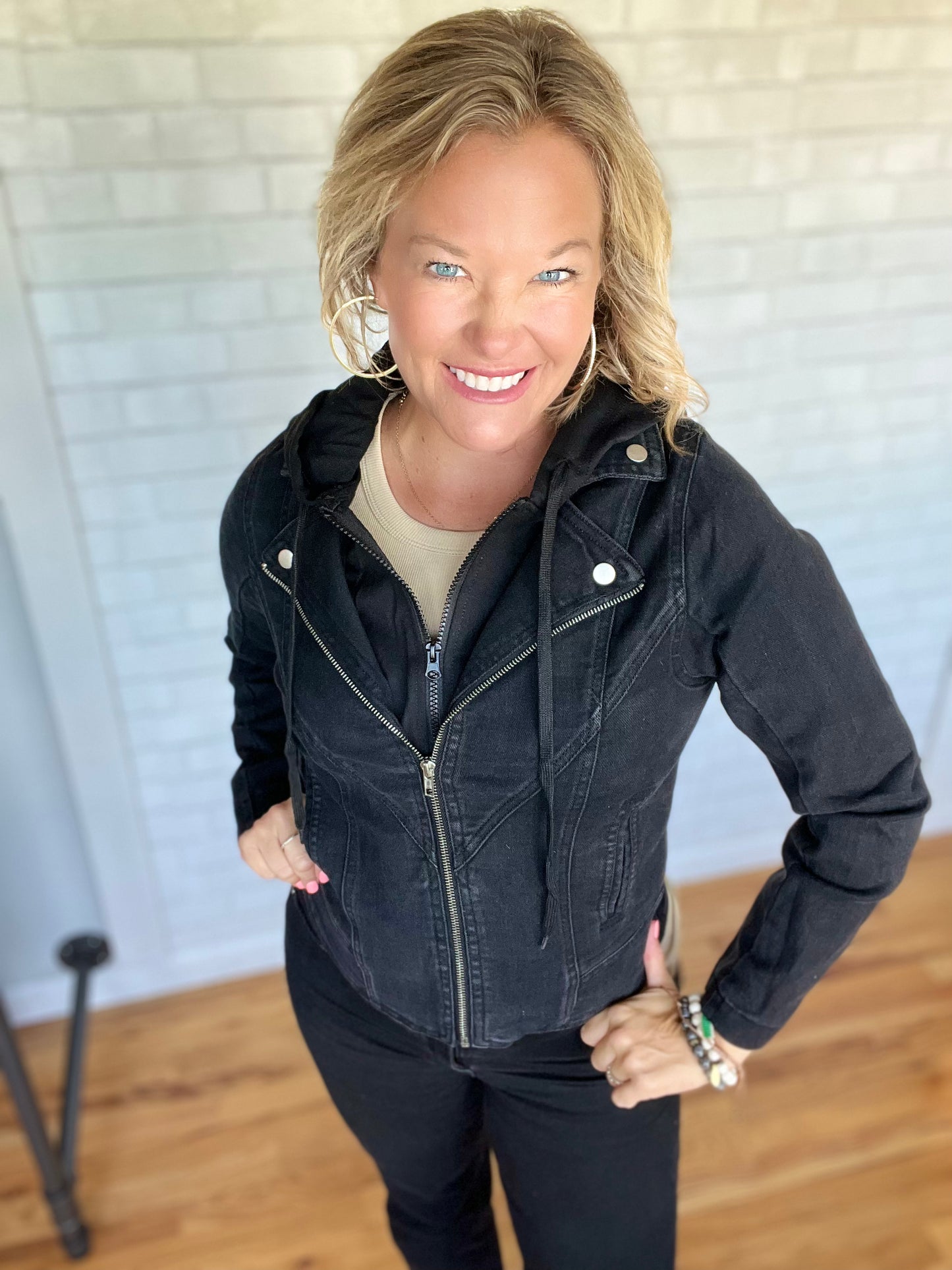 Black Denim Hooded Jacket by Risen