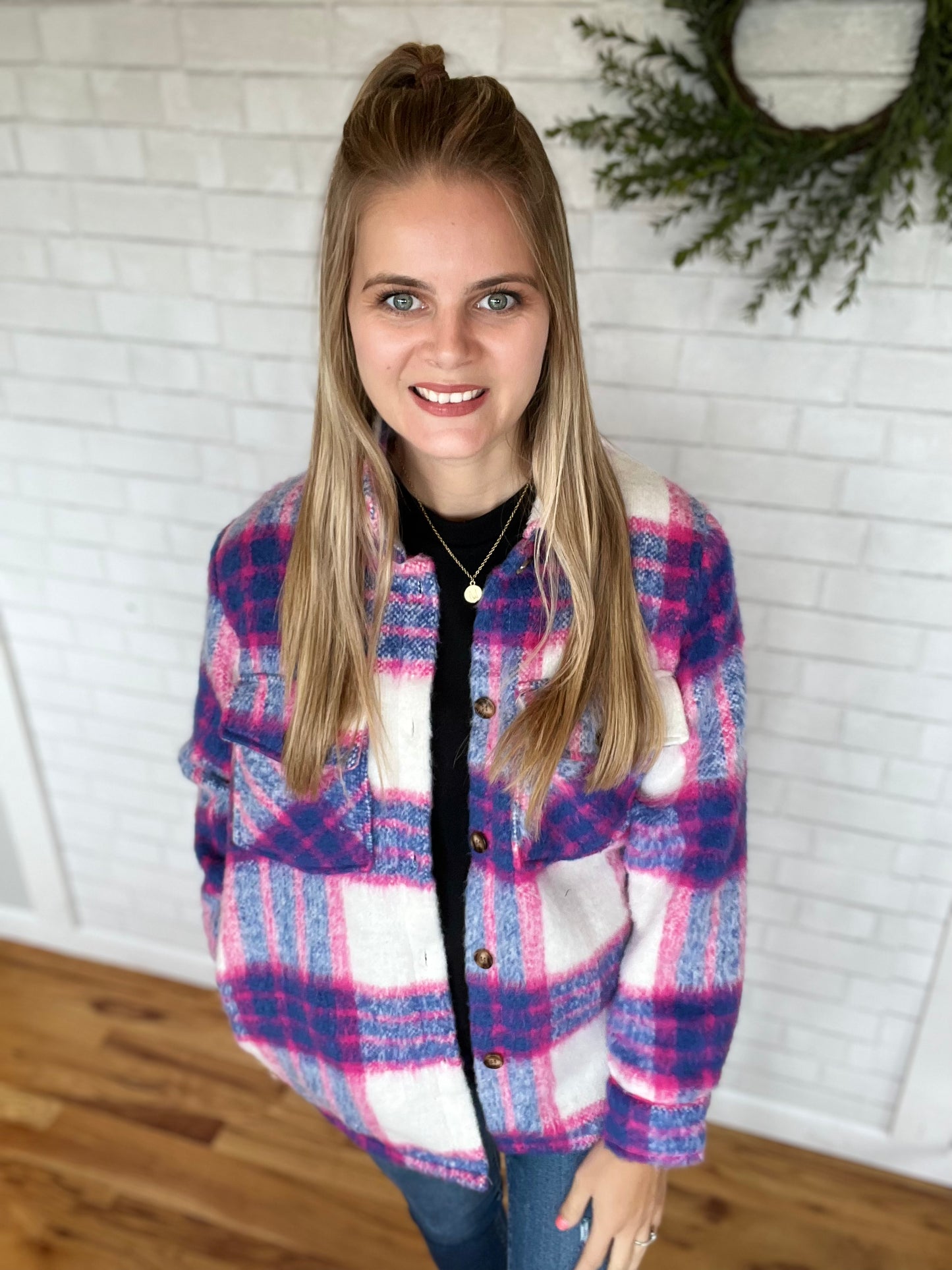 Poppy Plaid Jacket - Pink