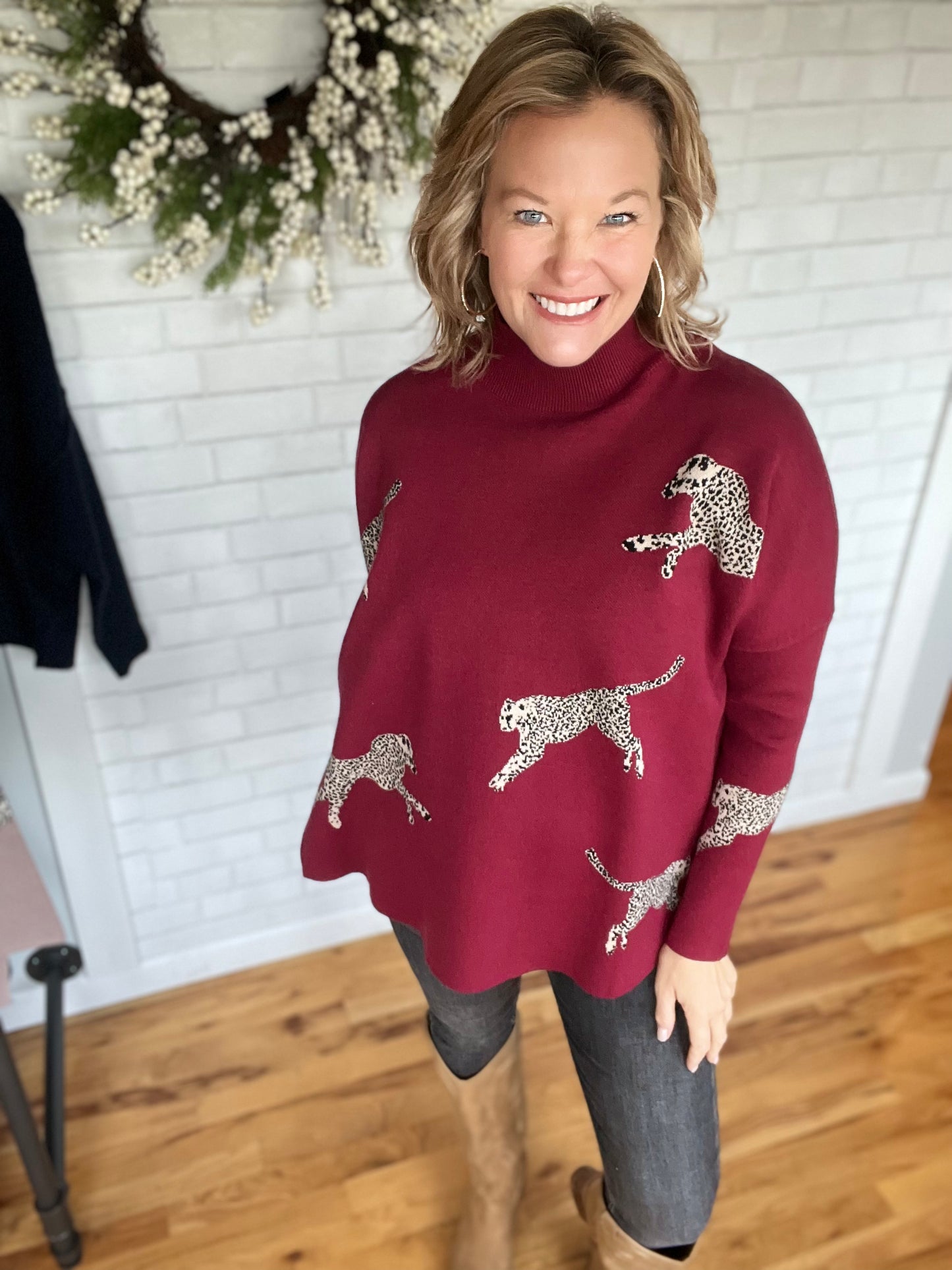 Megan Mock Neck Sweater -Burgundy