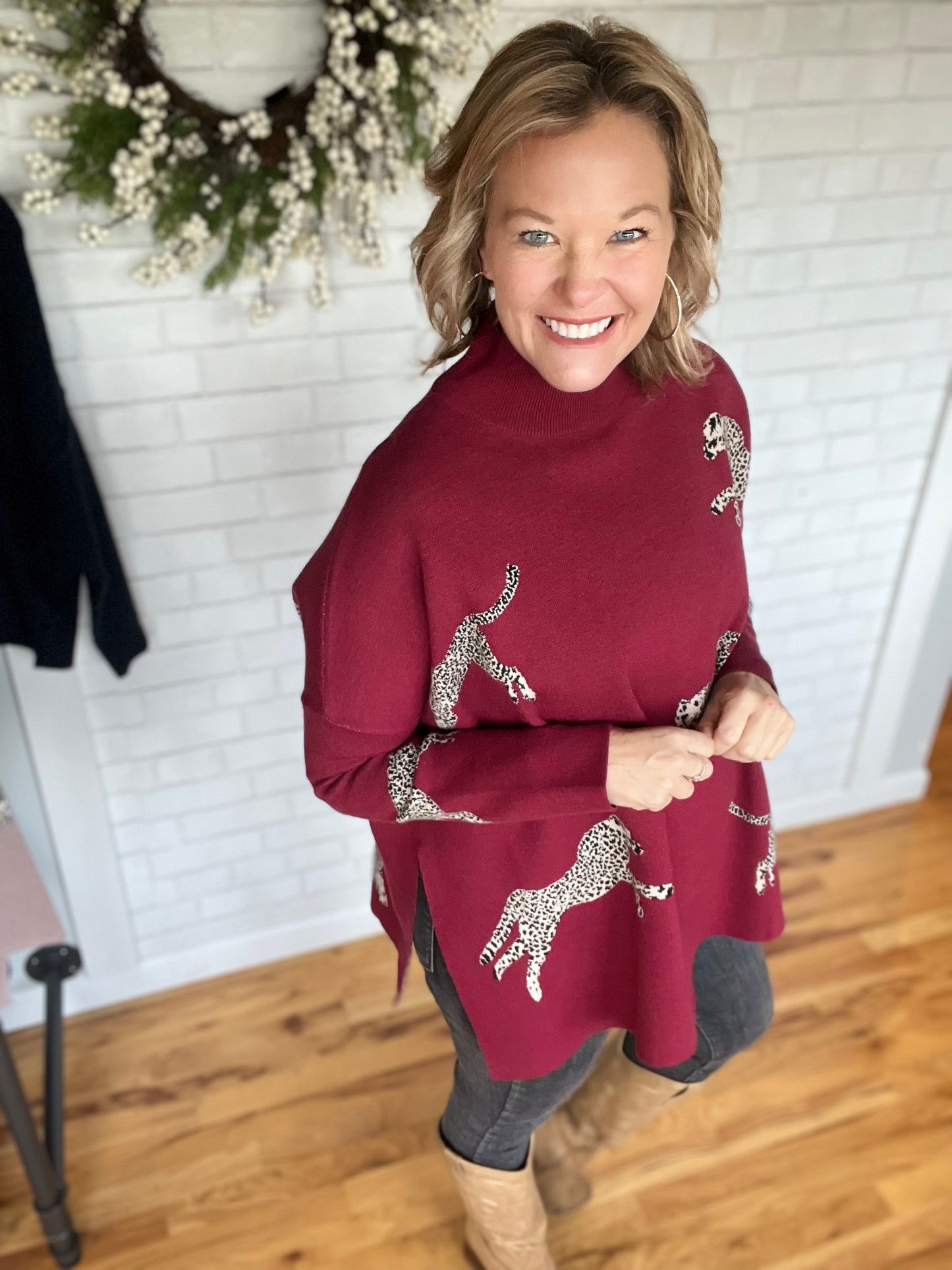 Megan Mock Neck Sweater -Burgundy