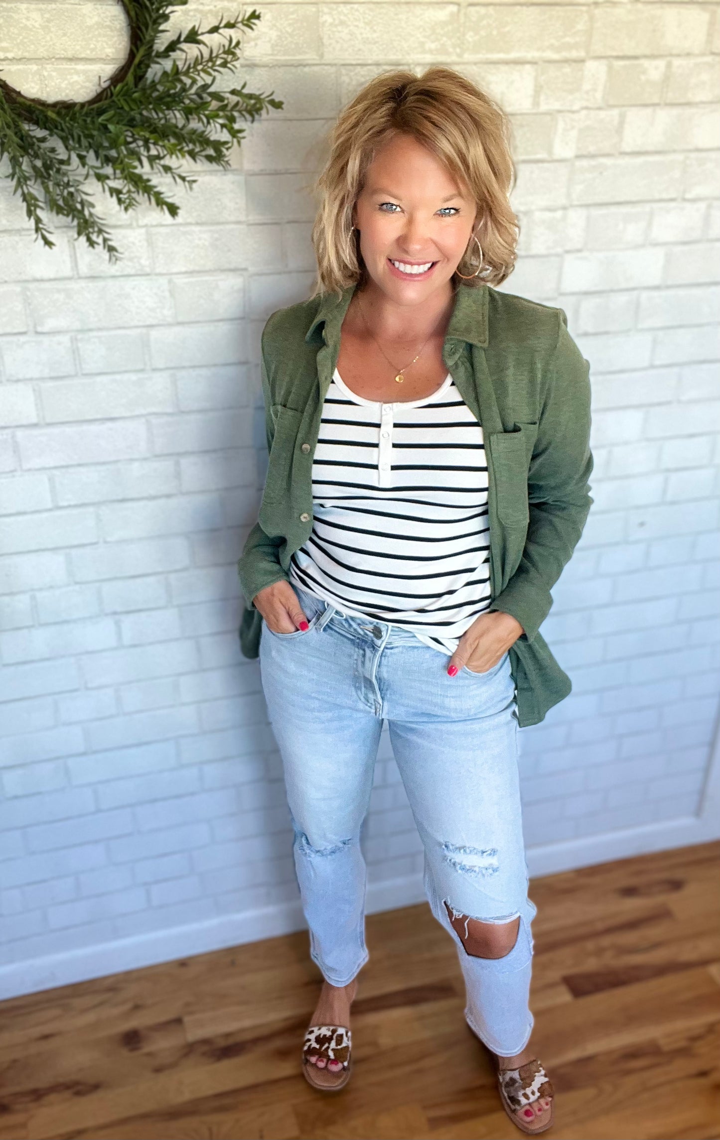 Relaxed Distressed Jeans by Risen - Light Wash