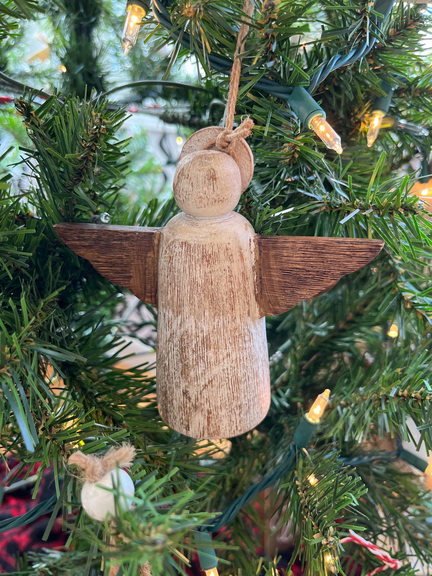 Multi Wood Angel Ornament