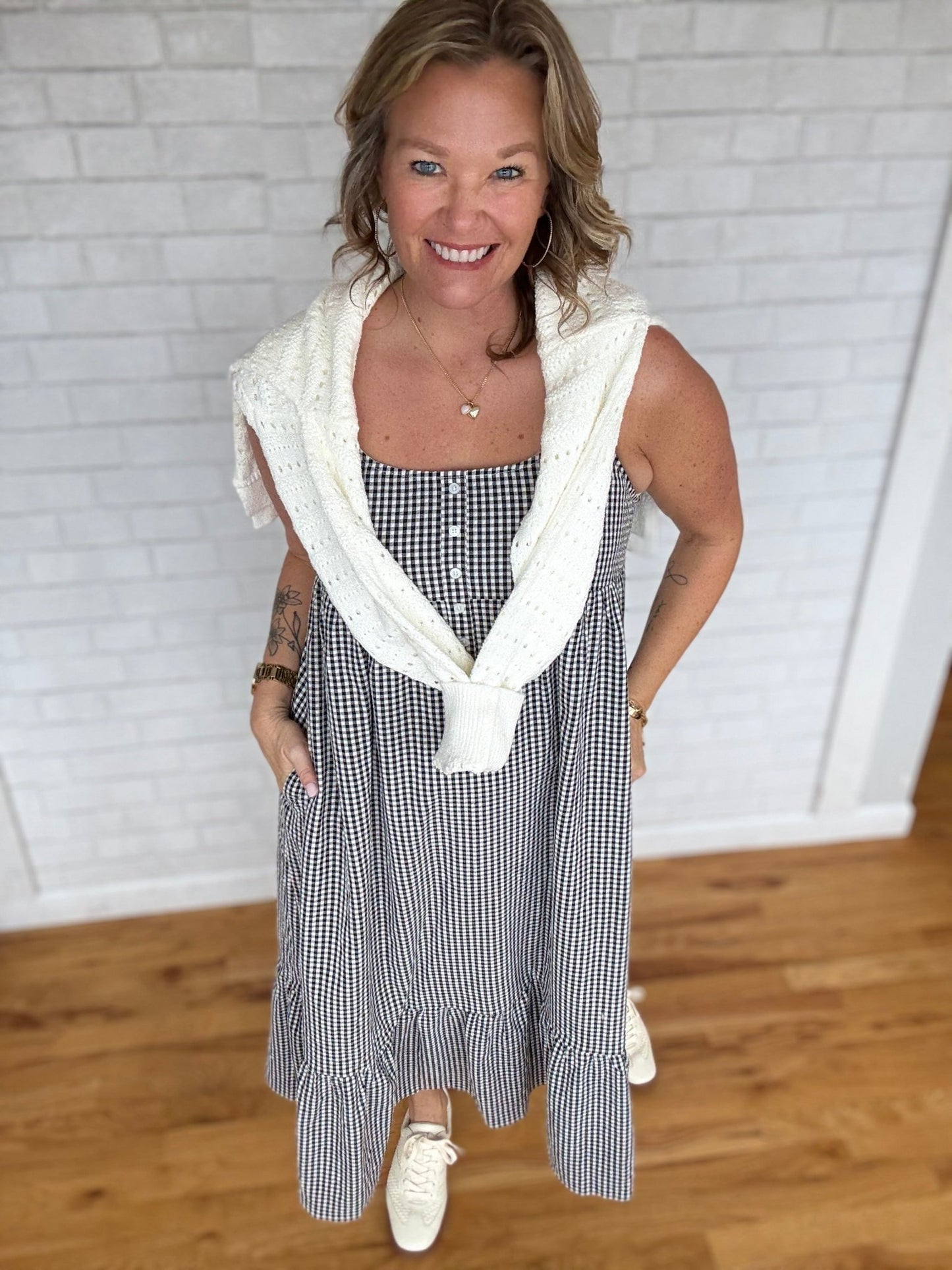 Gingham Midi Dress - A Bushel & A Peck