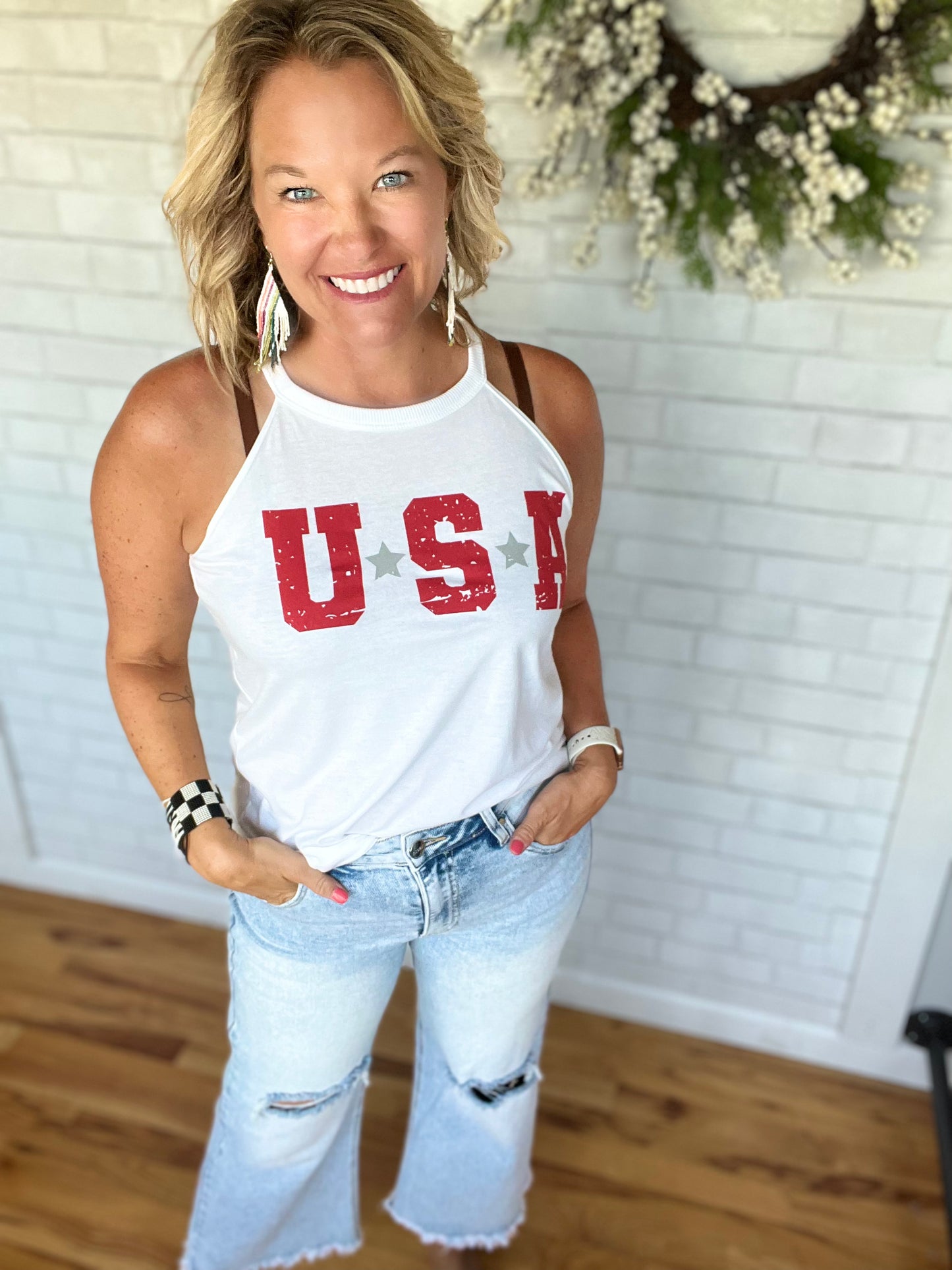 USA Star Tank - White