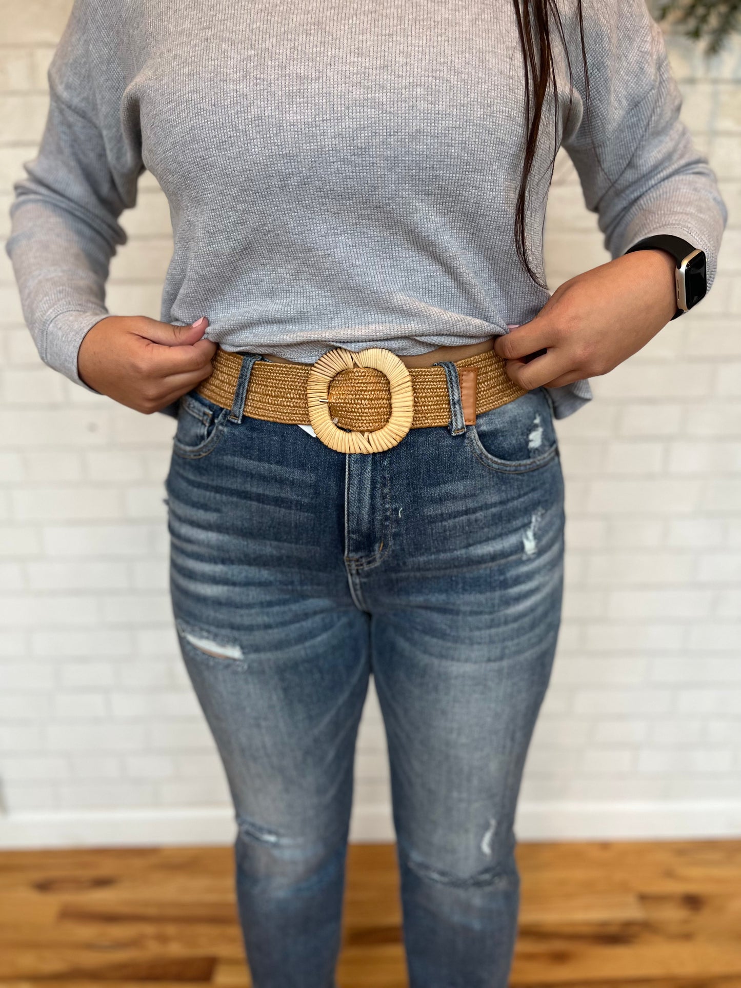Rattan Buckle Stretch Belt
