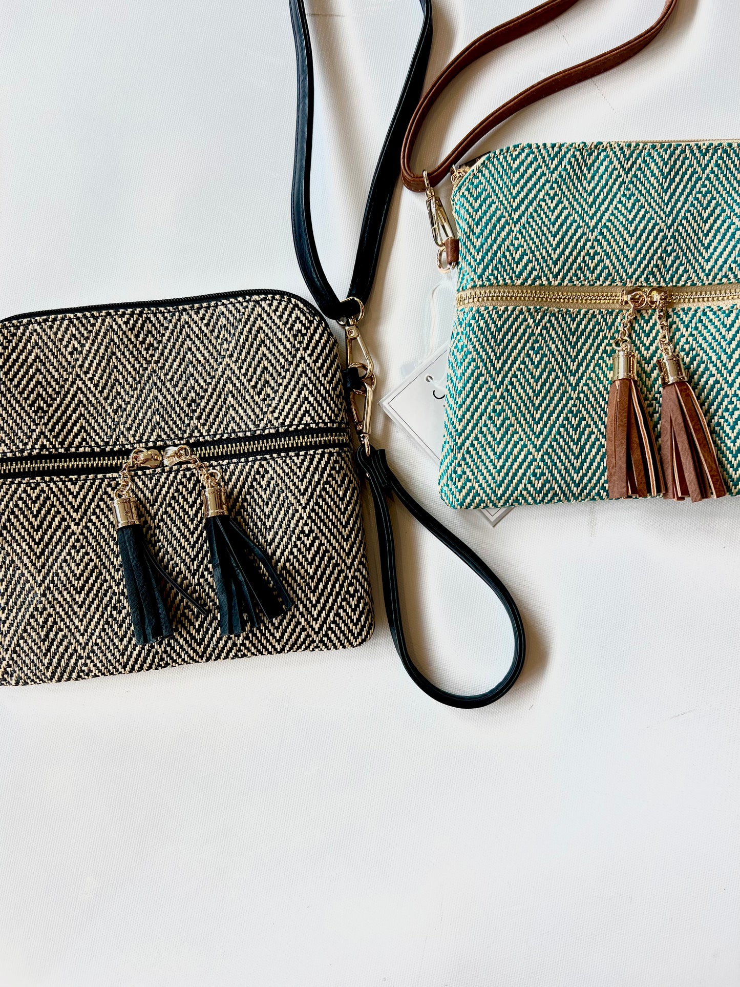 Tara Arrowhead Crossbody - Teal/Tan