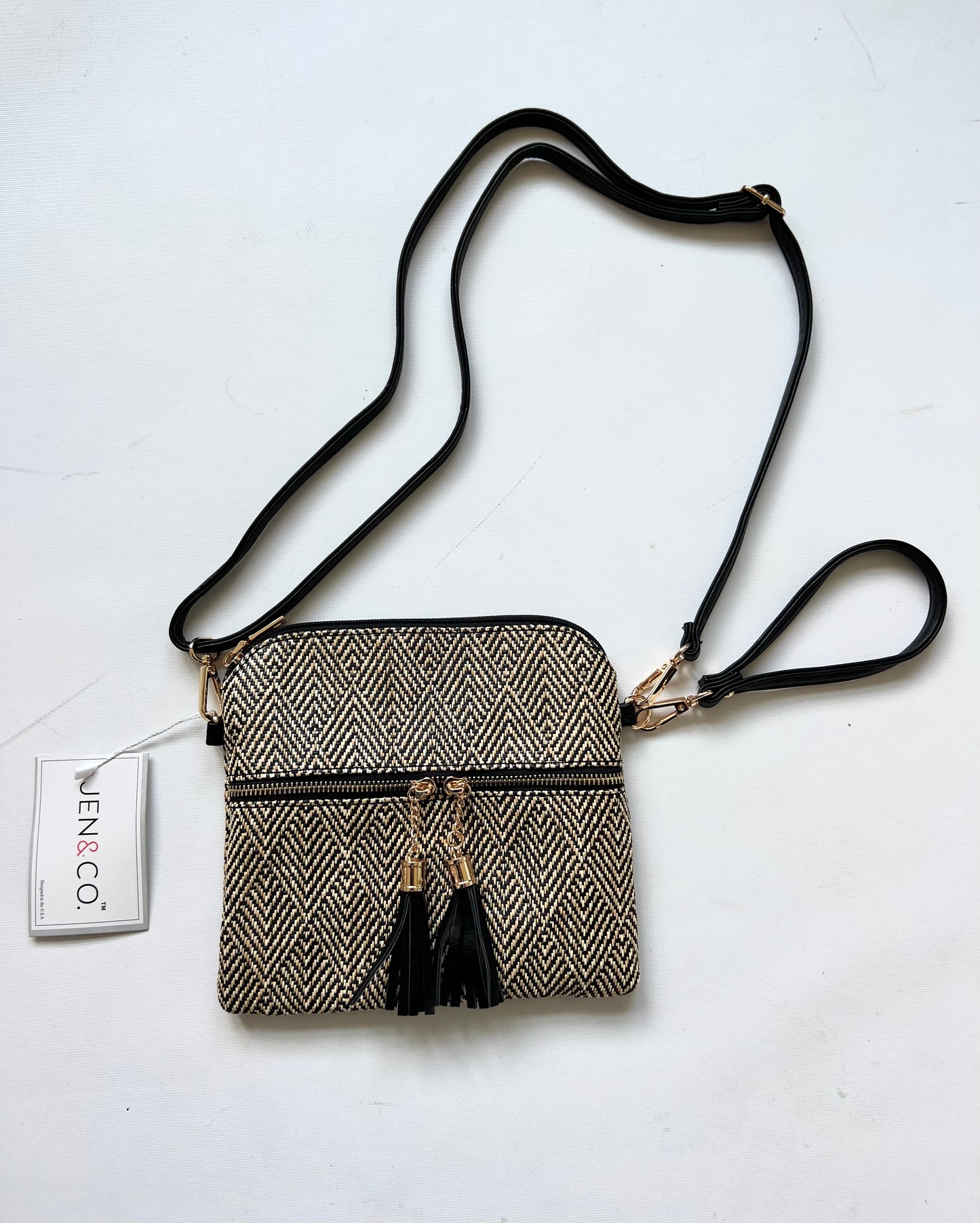 Tara Arrowhead Crossbody - Black/Tan