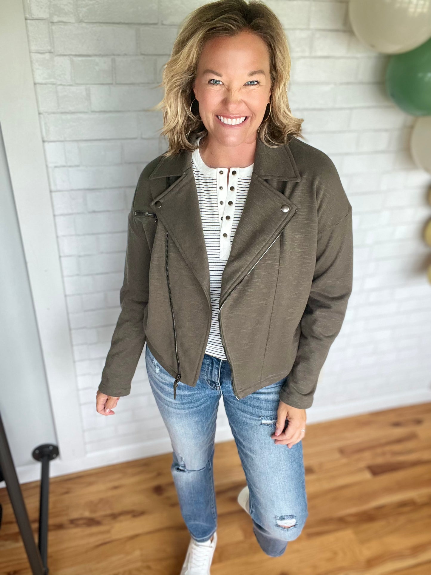 Myles Moto Jacket - Olive Heather