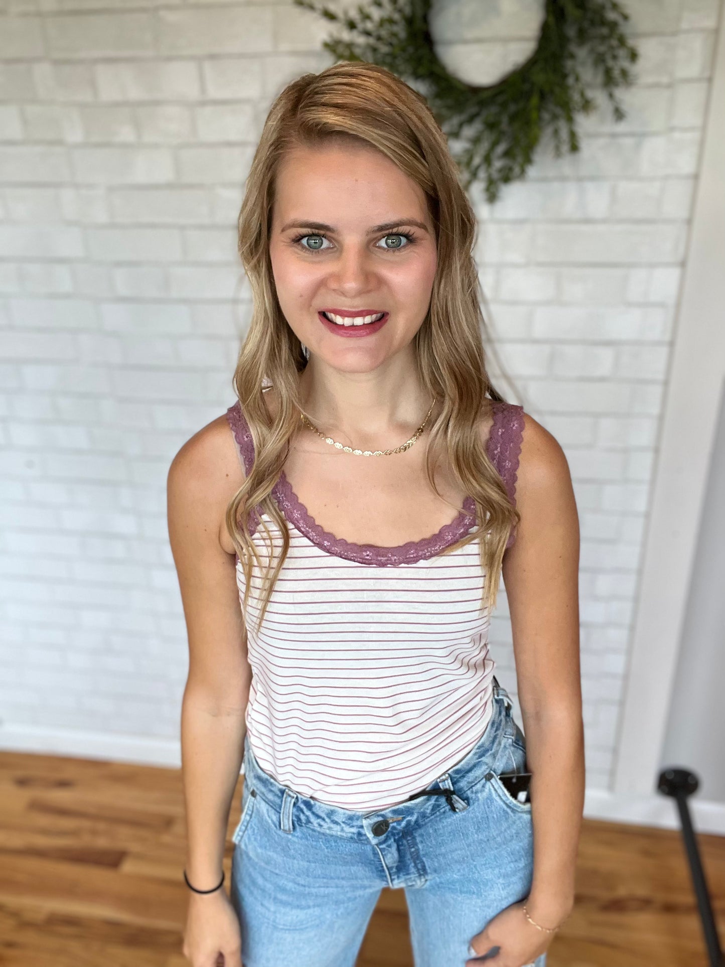 Striped Lace Cami - Amethyst