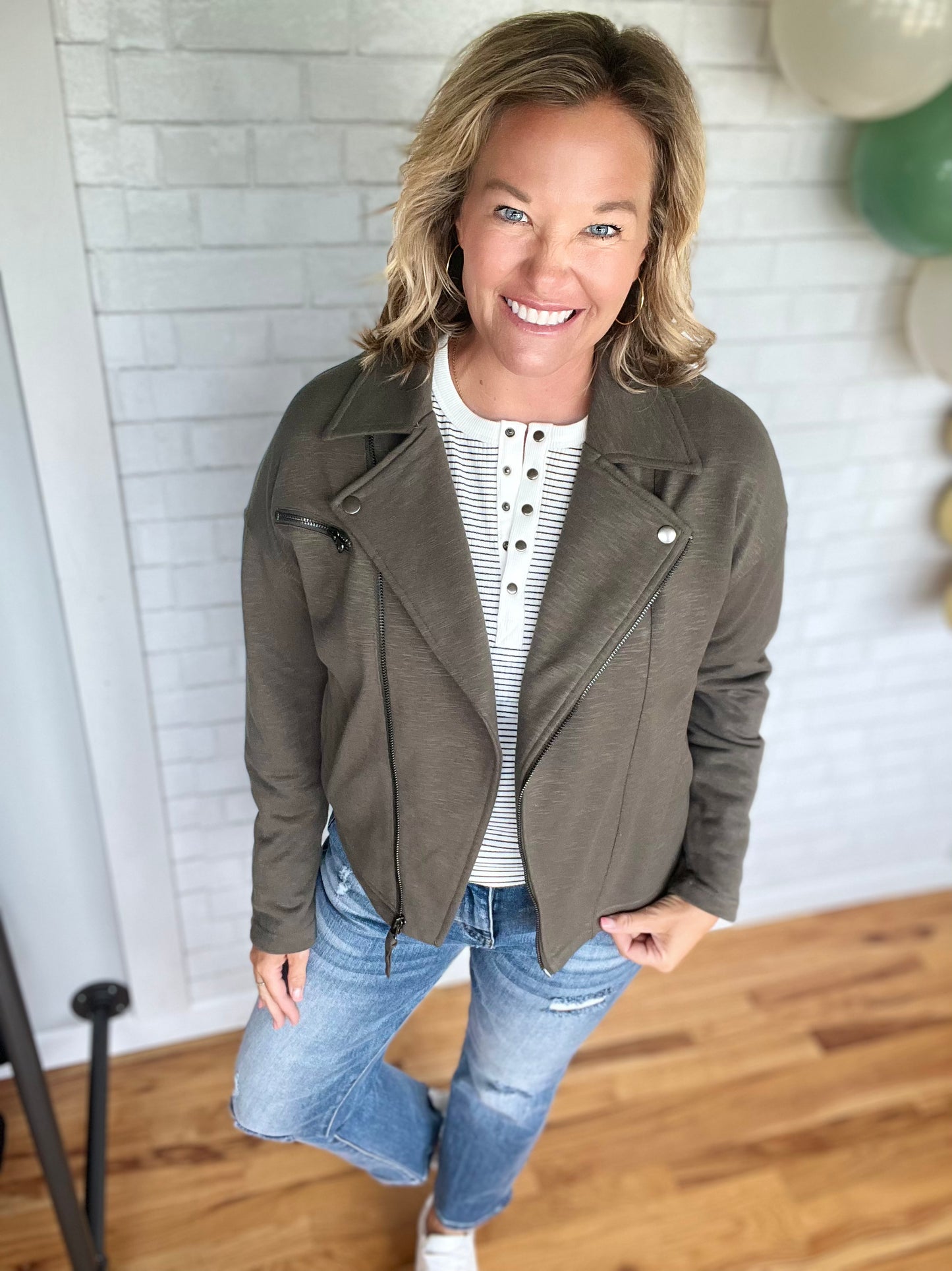 Myles Moto Jacket - Olive Heather