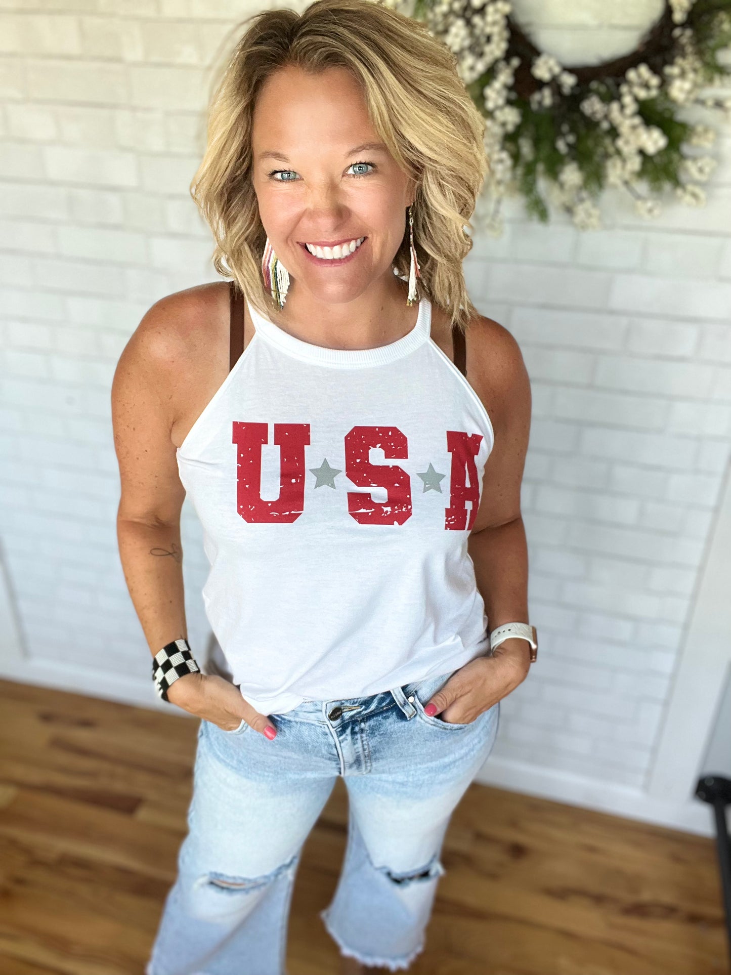 USA Star Tank - White