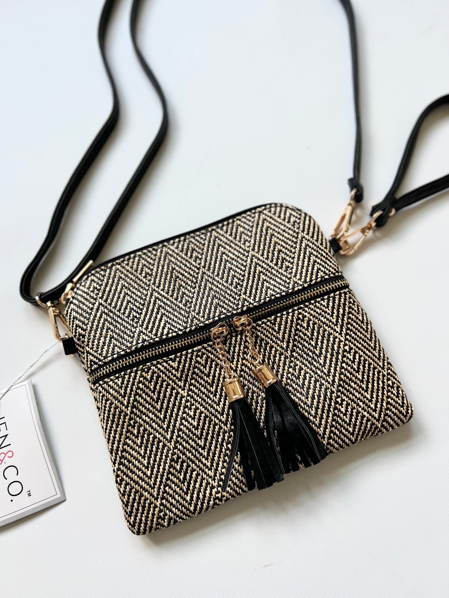 Tara Arrowhead Crossbody - Black/Tan