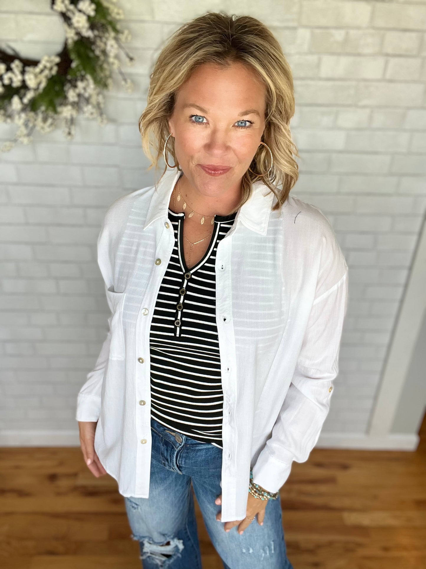 Skye Button Down- White