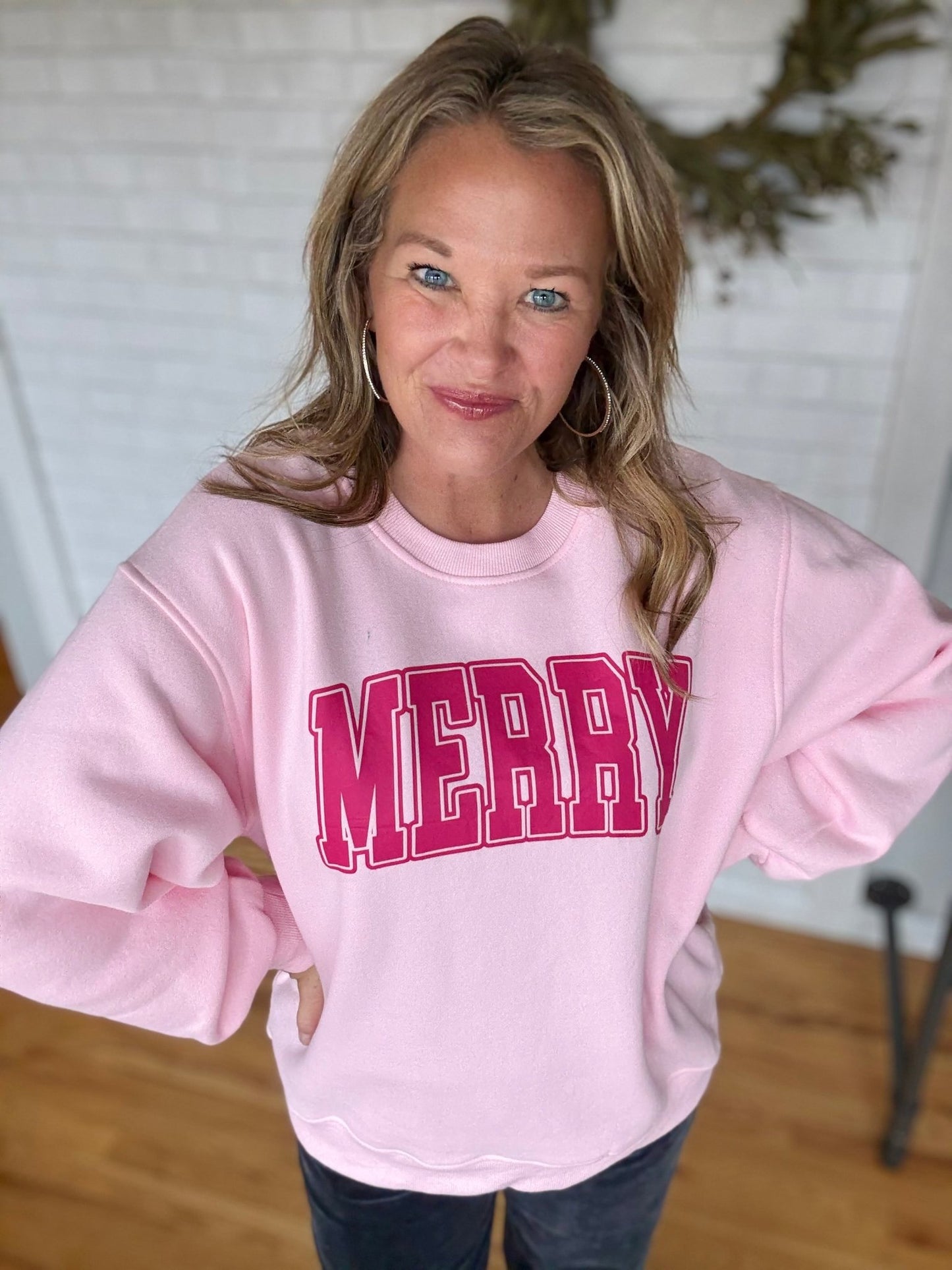 Merry Sweatshirt - Pink - A Bushel & A Peck