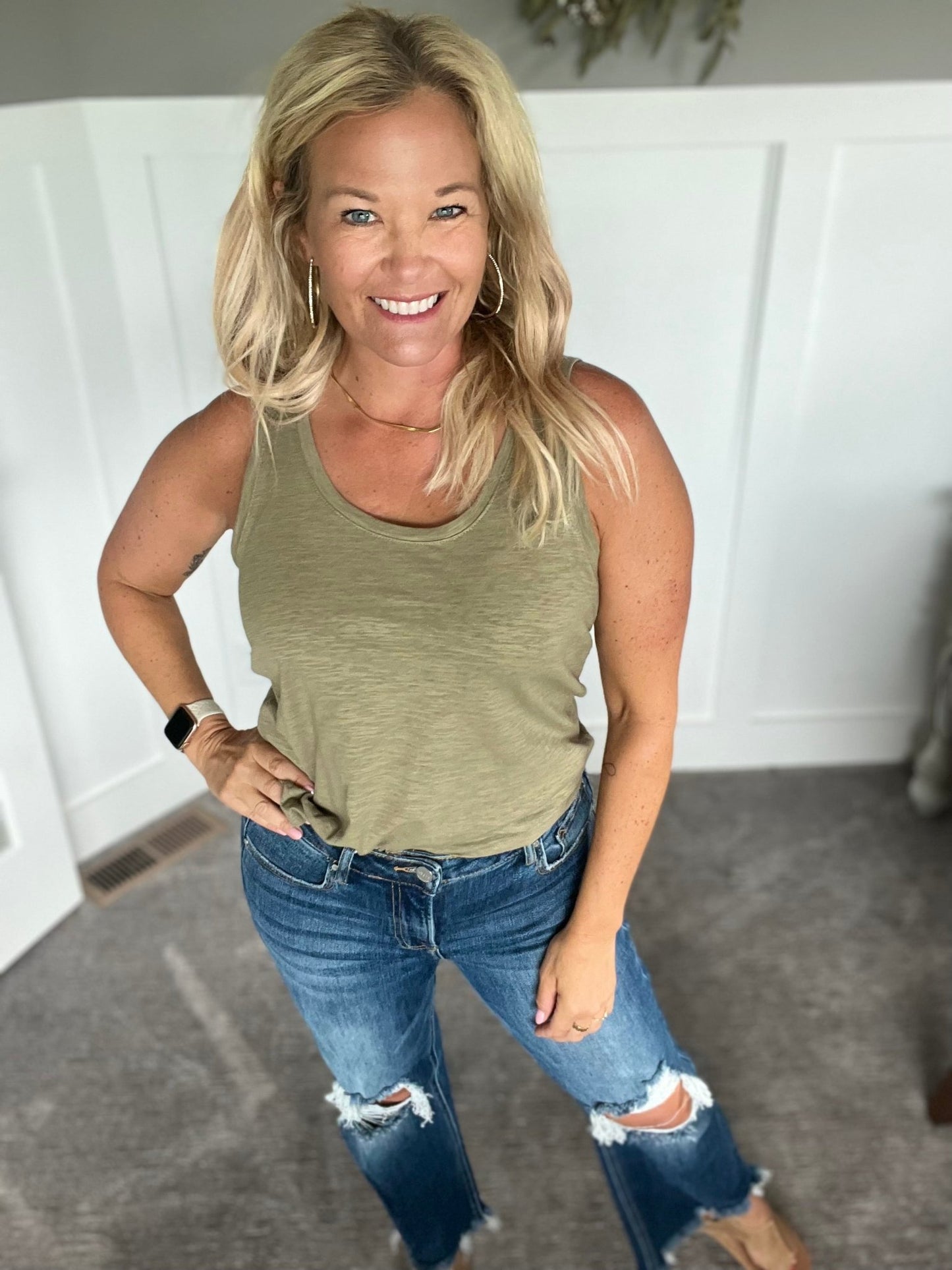 Textured Tank Top - Pine - A Bushel & A Peck