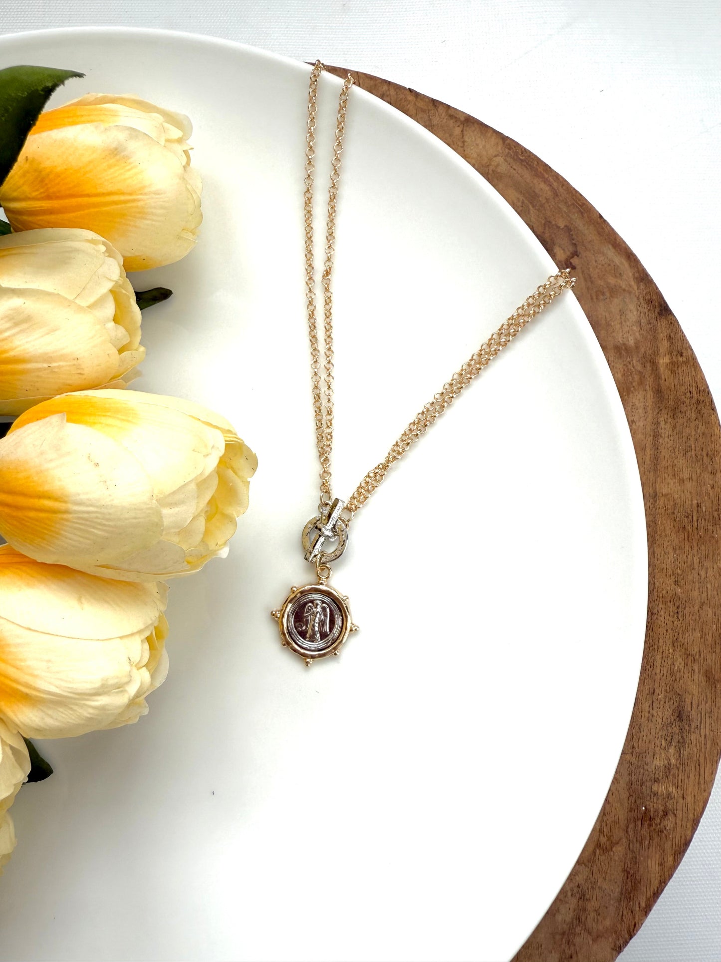 Two Tone Coin Necklace - A Bushel & A Peck