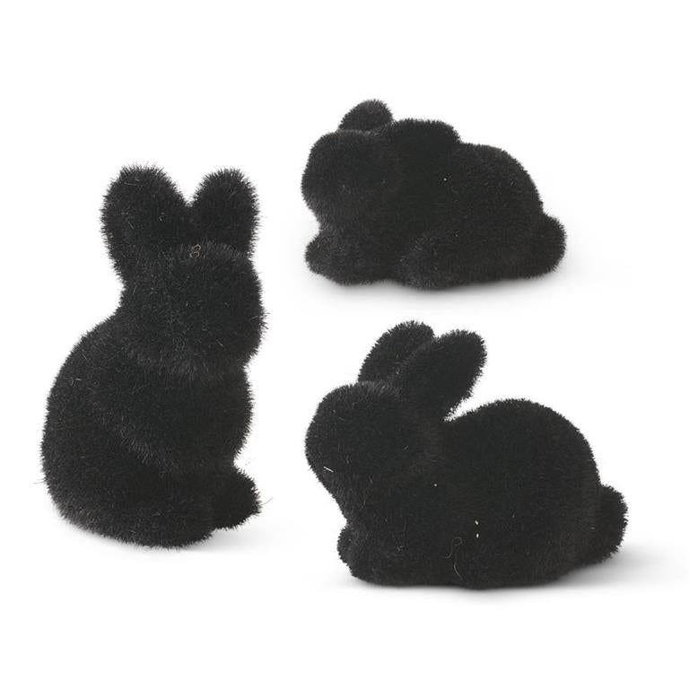 Assorted Medium Black Mossy Flocked Bunnies