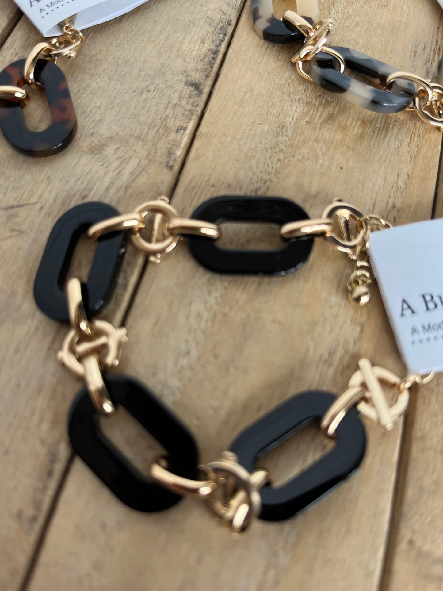 Acrylic and Gold Chain Bracelet
