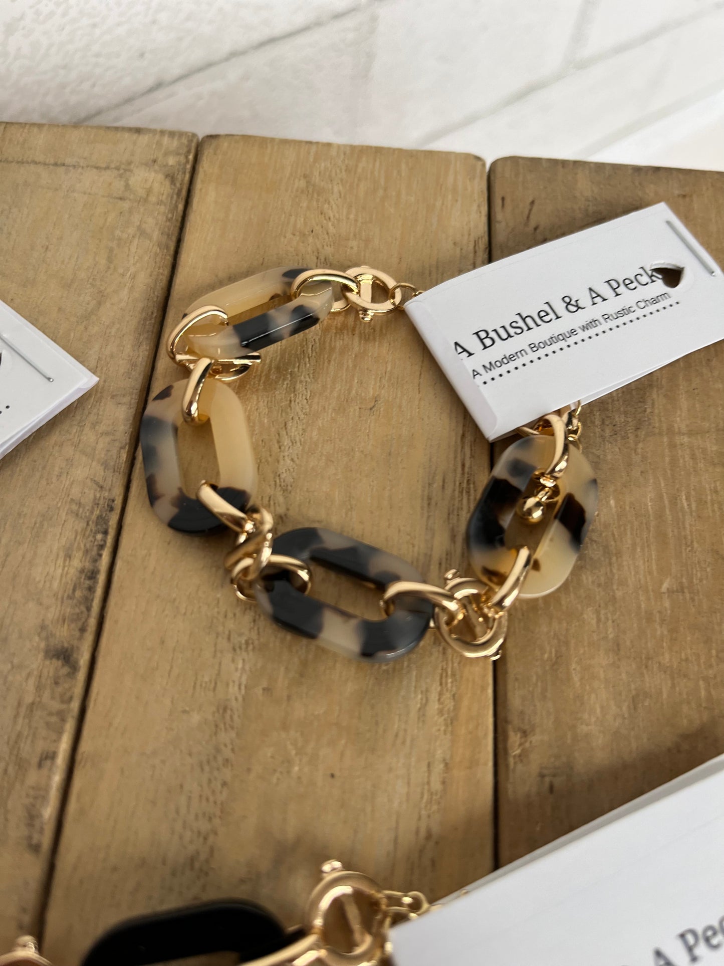 Acrylic and Gold Chain Bracelet