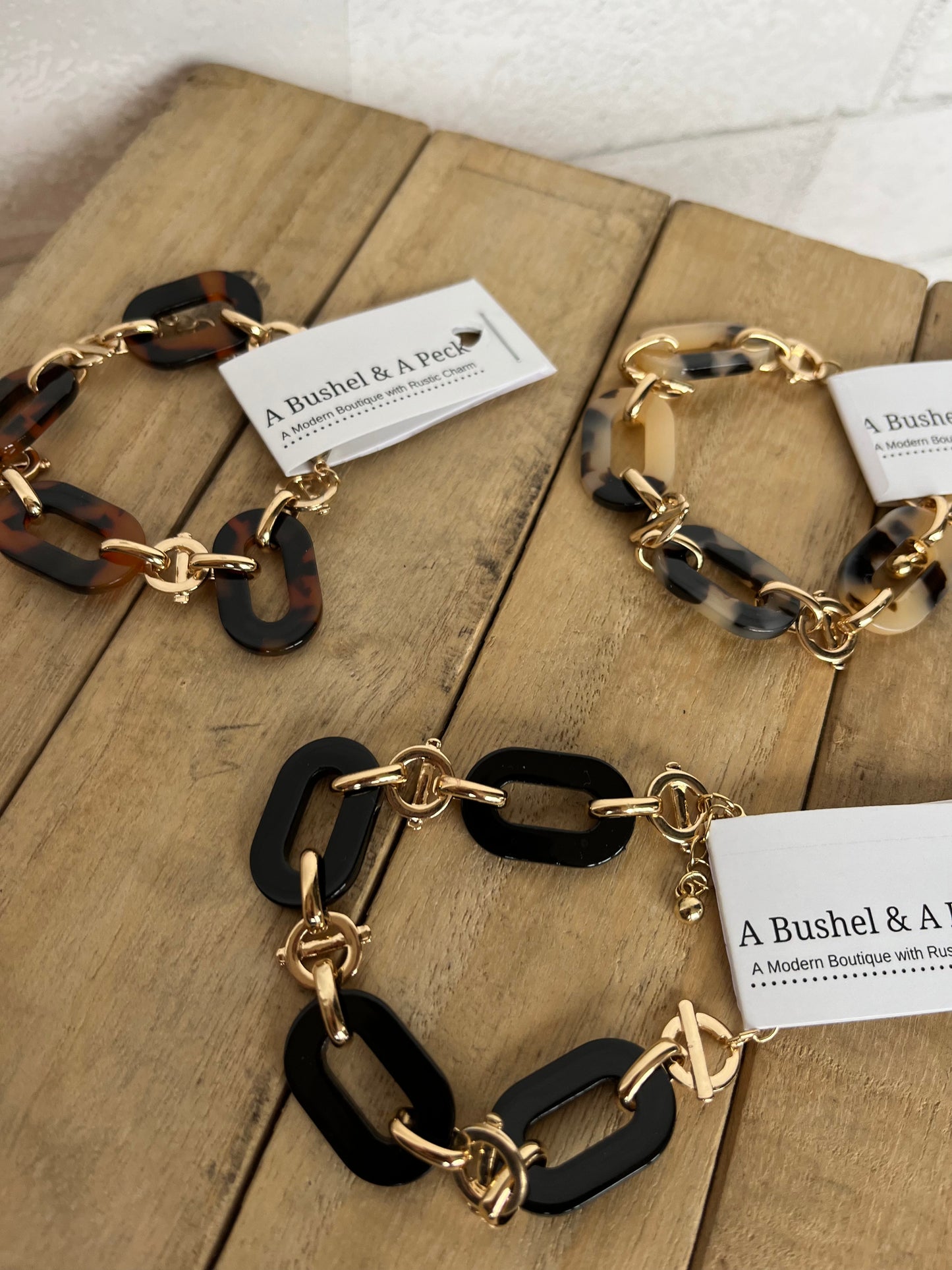 Acrylic and Gold Chain Bracelet
