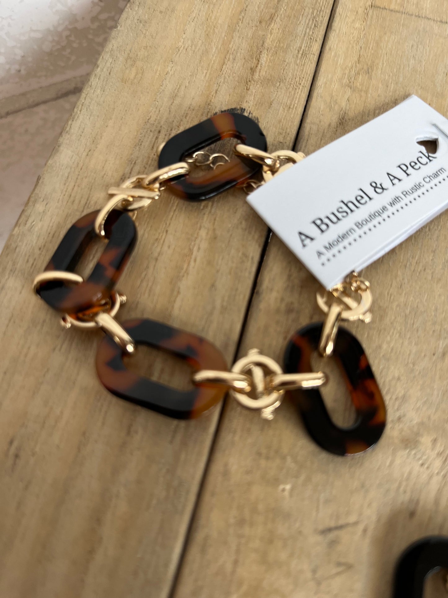 Acrylic and Gold Chain Bracelet