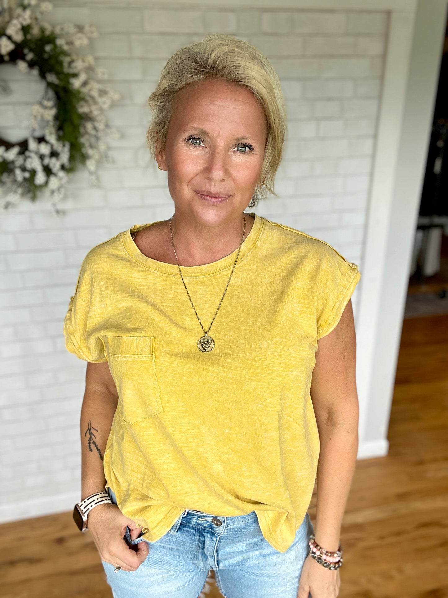 Honey Seamed Tee - Washed Yellow