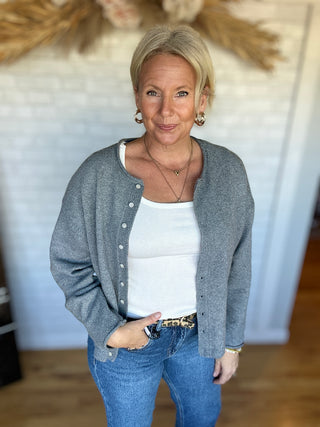 Dover Cardigan- Heather Charcoal