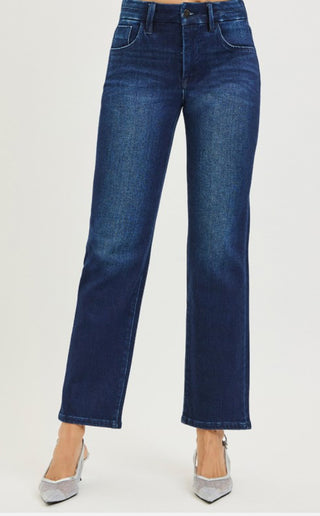 Tummy Control Mid Rise Ankle Straight Jeans