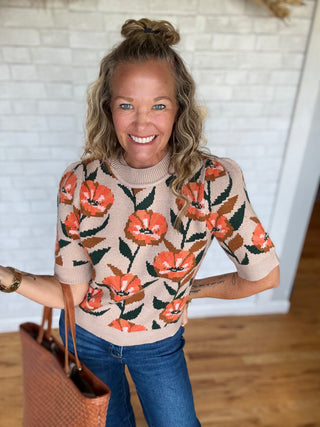 Fall Floral Sweater Top