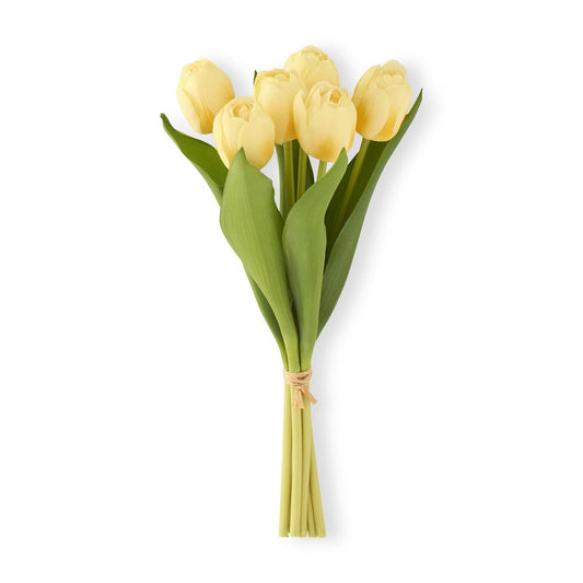13 Inch Light Yellow Real Touch Tulip Bundle (6 Ste - A Bushel & A Peck