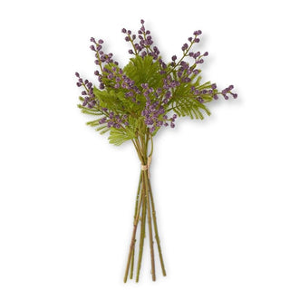 15 Inch White Berry w/Foliage Bundle (6 Stems) - A Bushel & A Peck
