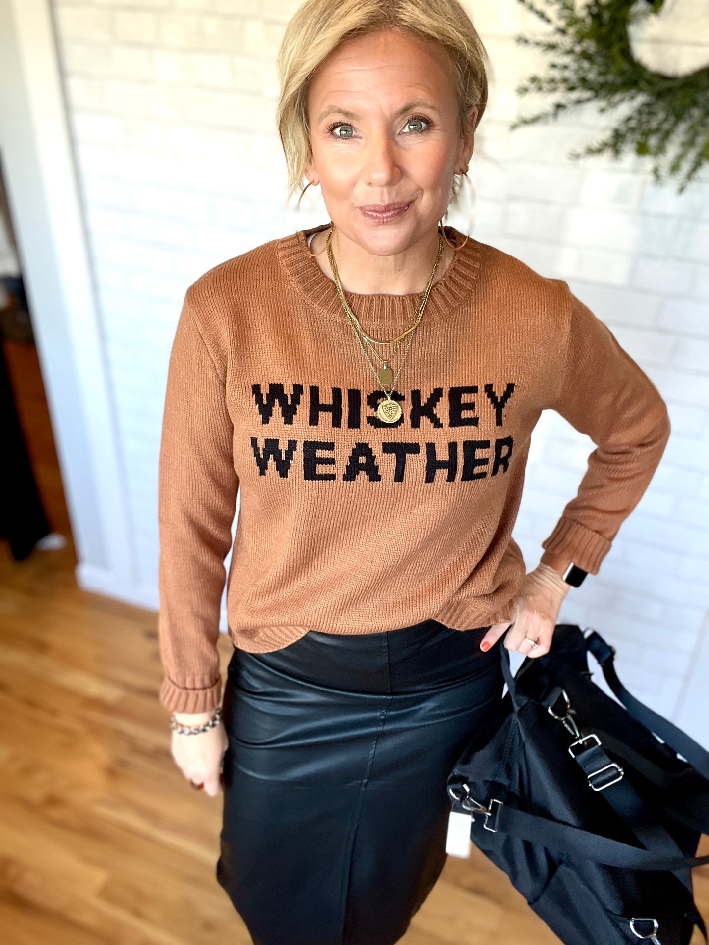 Whiskey Weather Graphic Sweater - Brown