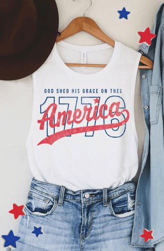 1776 America Tank Top - White - A Bushel & A Peck