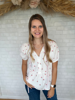 Cherry Peplum Top