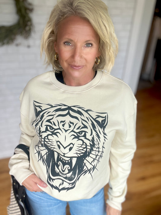 Tiger Graphic Sweatshirt -Oat