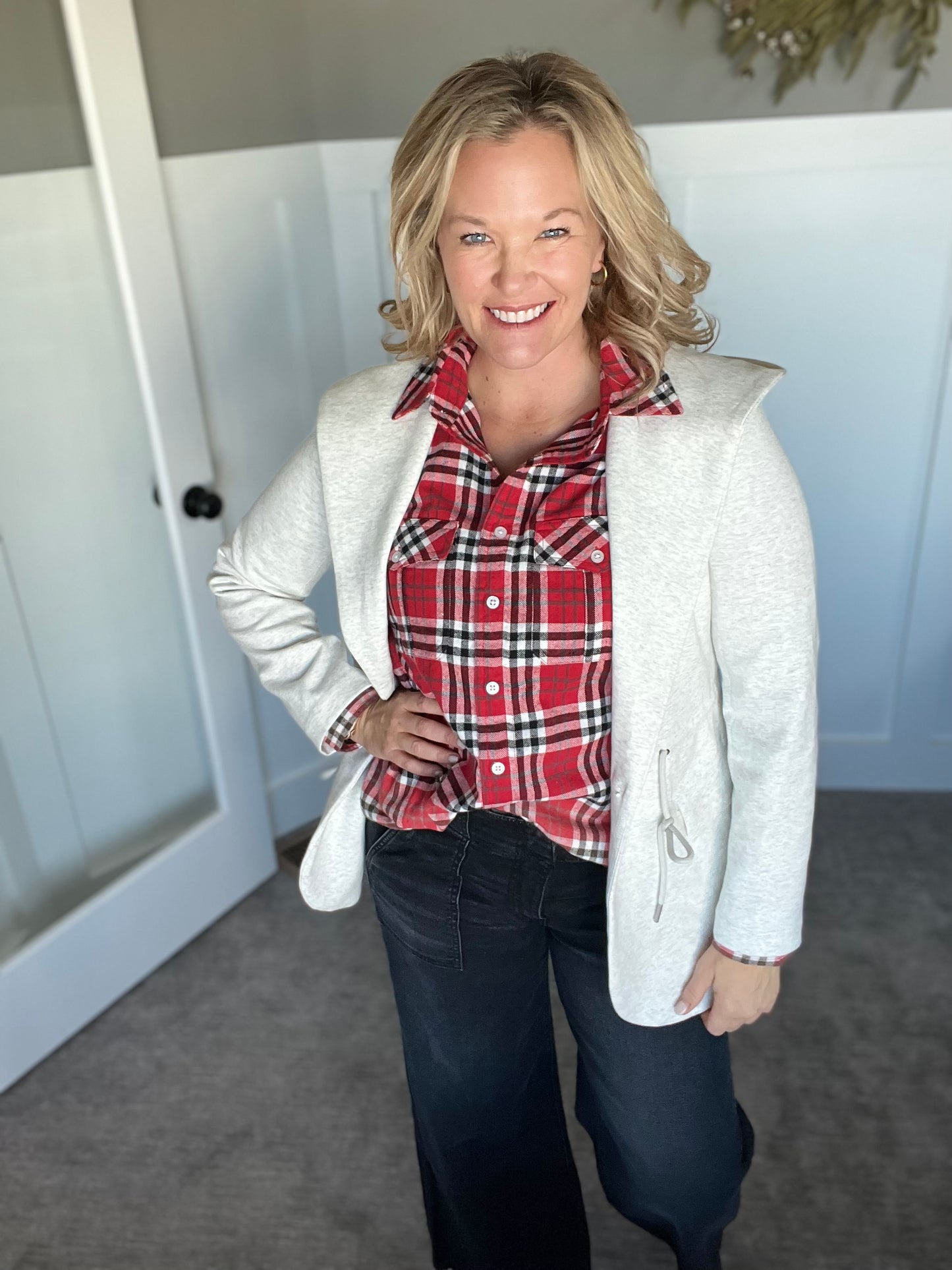 Plaid Flannel - Red, White, Black