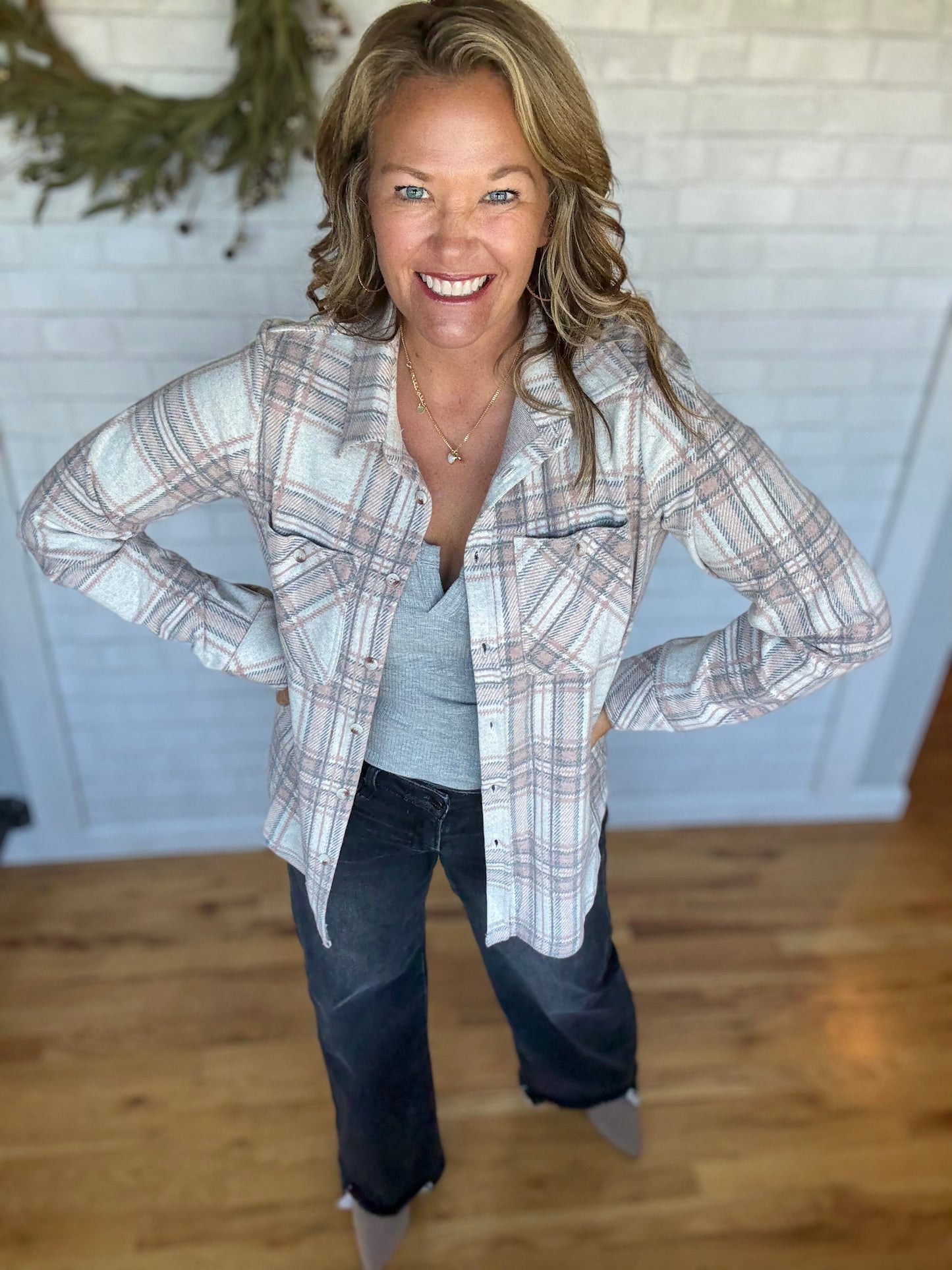 Super Soft Button Up - Tan, Brown & Gray