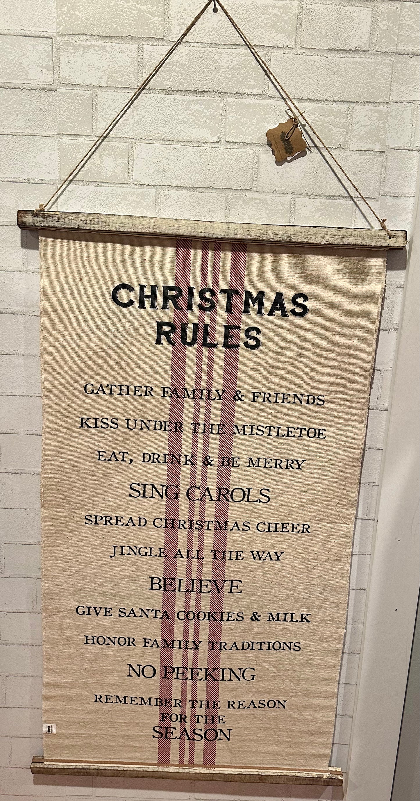 Holiday Rules Fabric Hanger