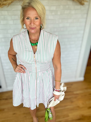 Zoey Zip Front Stripe Dress